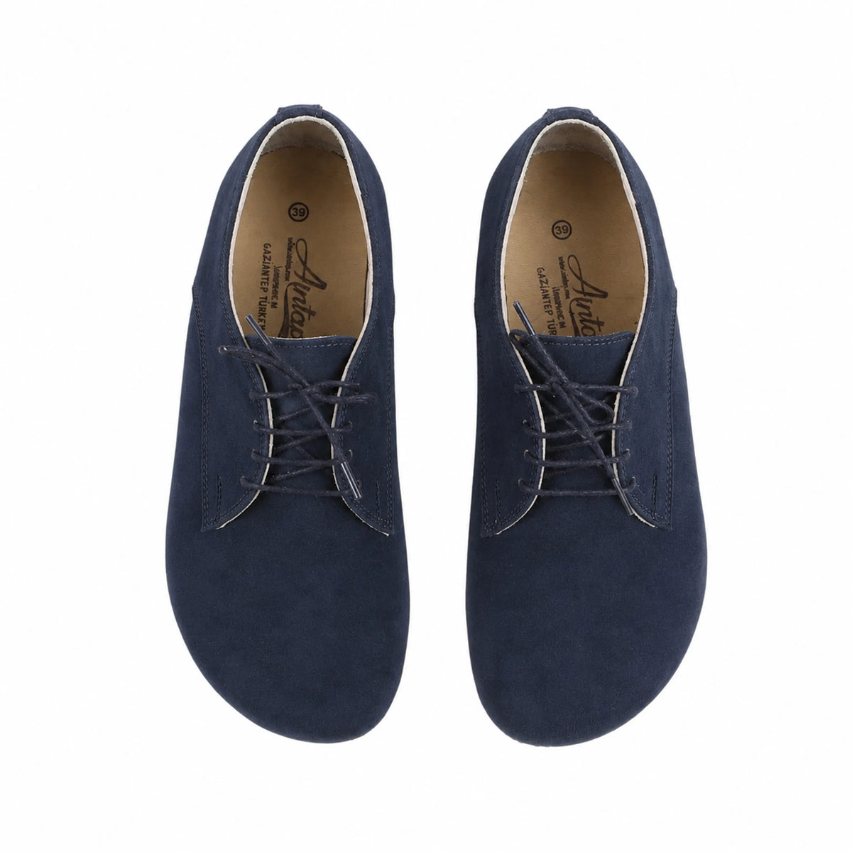 Suede Barefoot Oxford Shoes – Rubber Sole – Navy Blue