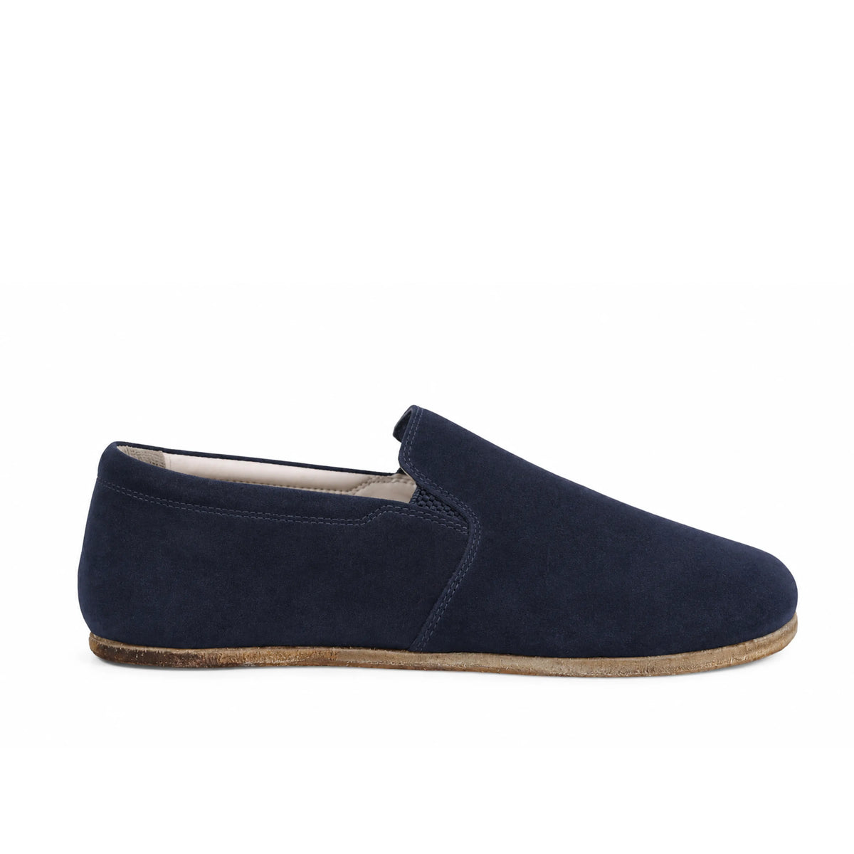 Suede Barefoot Slip-On Shoes – Classic Sole — Leather Sole – Navy Blue