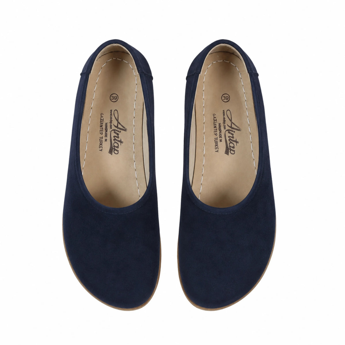 Suede Barefoot Ballet Shoes – Classic Sole — Leather Sole – Navy Blue