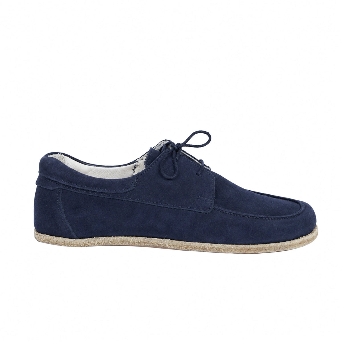 Suede Barefoot Laces Penny Loafer Shoes – Classic Sole — Leather Sole – Navy Blue