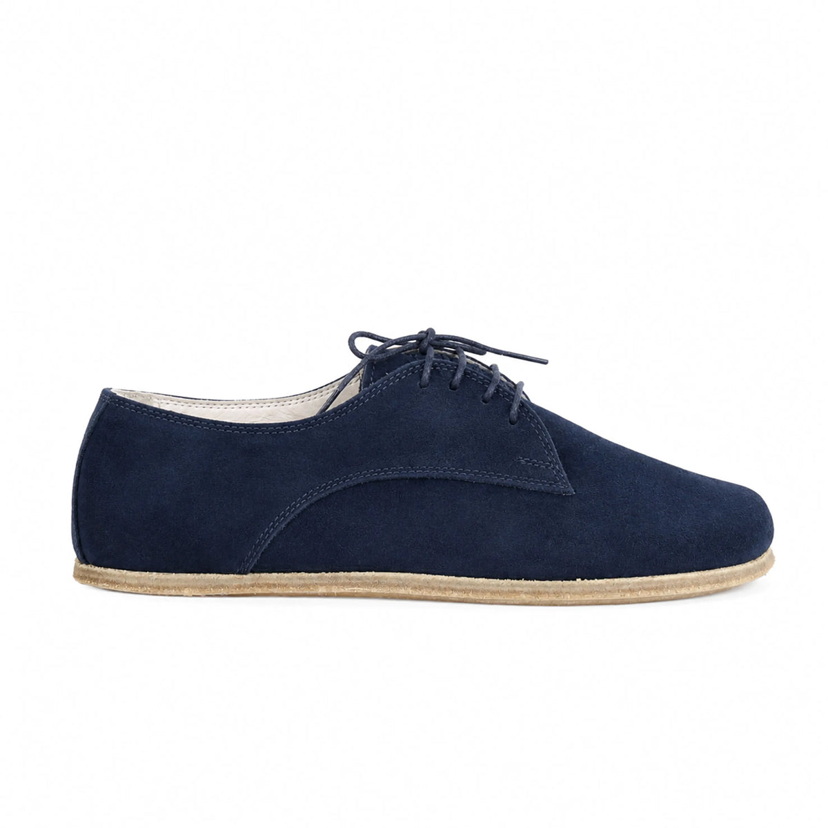 Suede Barefoot Oxford Shoes – Classic Sole — Leather Sole – Navy Blue