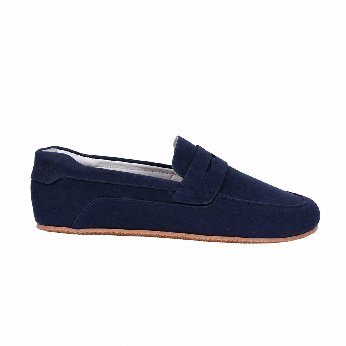 Suede Barefoot Penny Loafer Shoes – Rubber Sole – Navy Blue