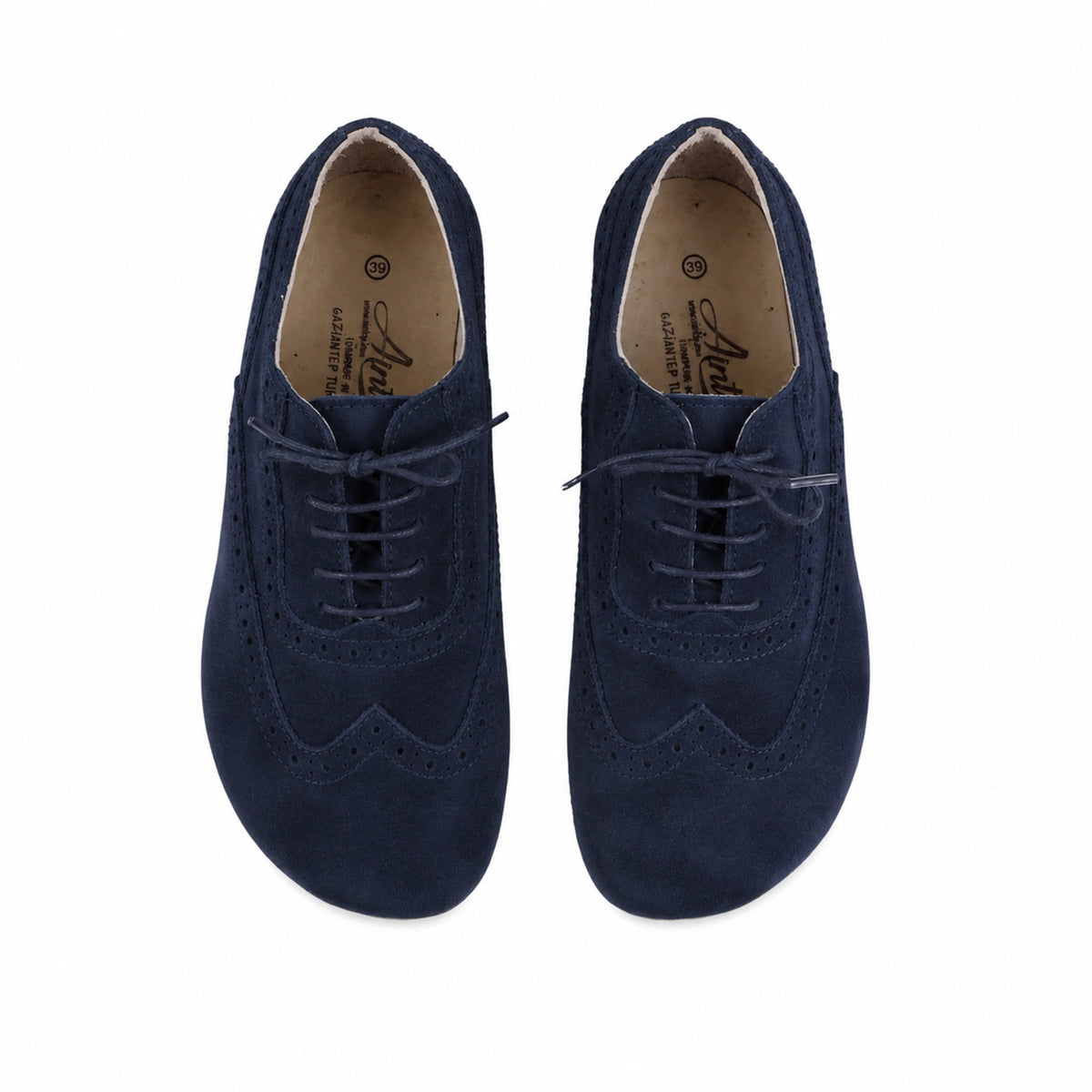 Suede Barefoot Moccasin Shoes – Rubber Sole – Navy Blue