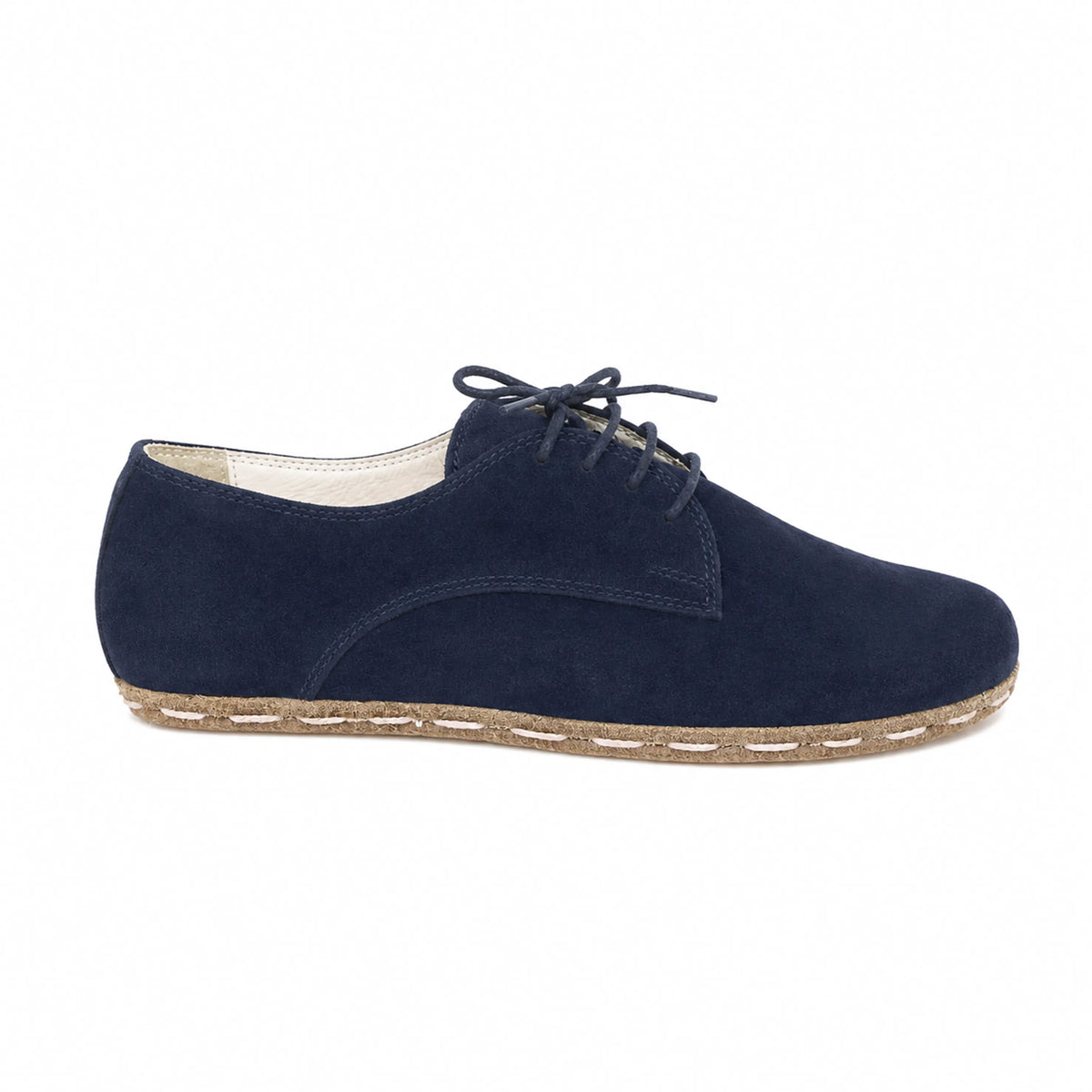Suede Barefoot Oxford Shoes — Leather Sole – Navy Blue