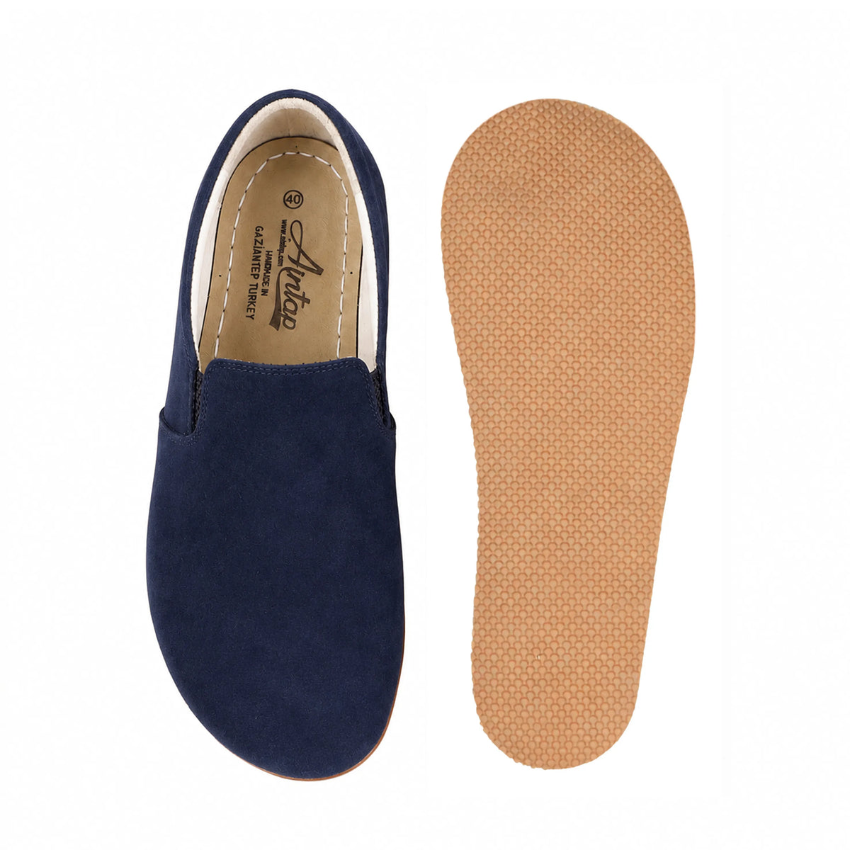Suede Barefoot Slip-On Shoes – Rubber Sole – Navy Blue