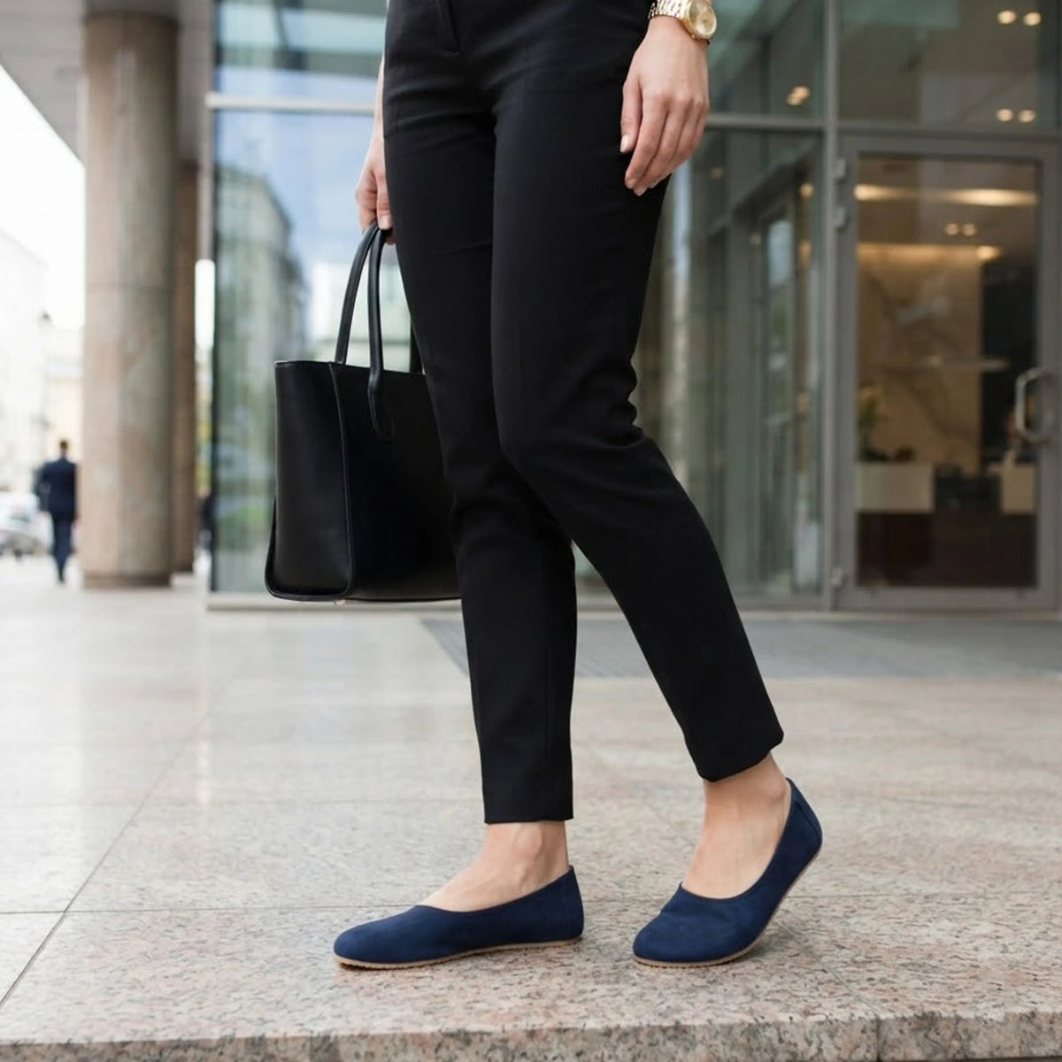 Suede Barefoot Ballet Shoes – Rubber Sole – Navy Blue