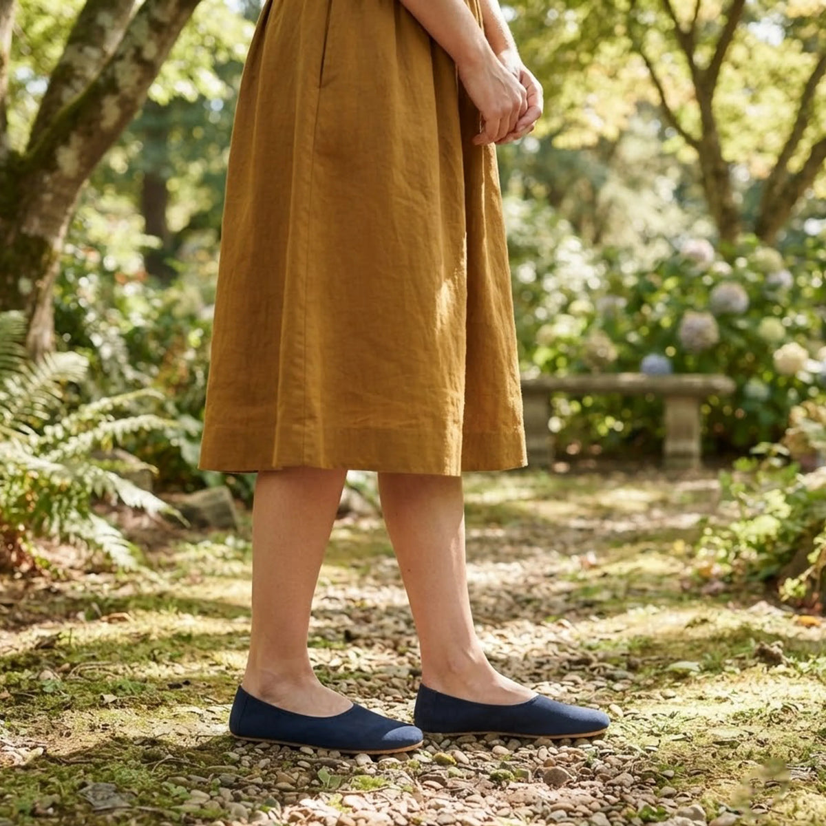 Suede Barefoot Ballet Shoes – Rubber Sole – Navy Blue