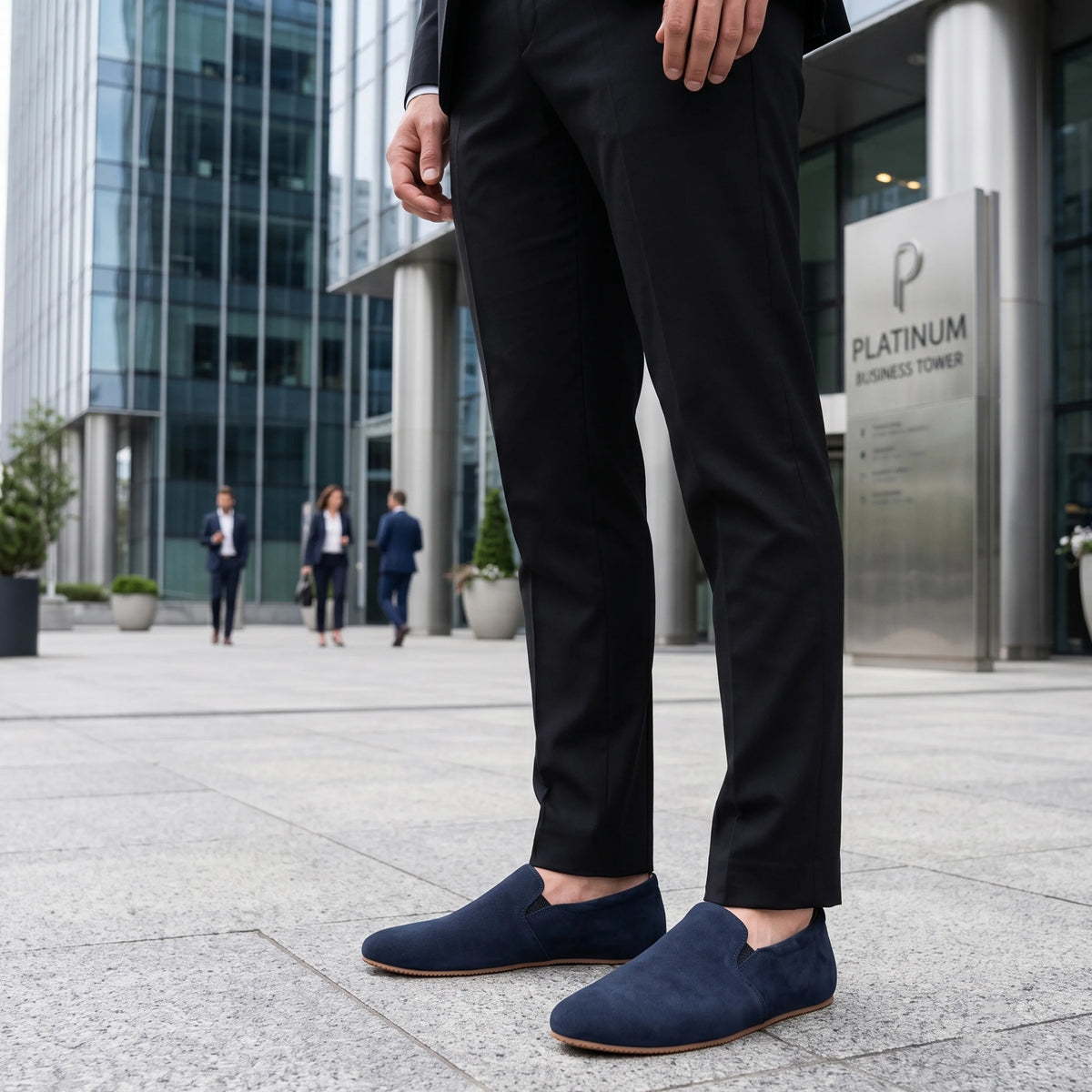 Suede Barefoot Slip-On Shoes – Rubber Sole – Navy Blue