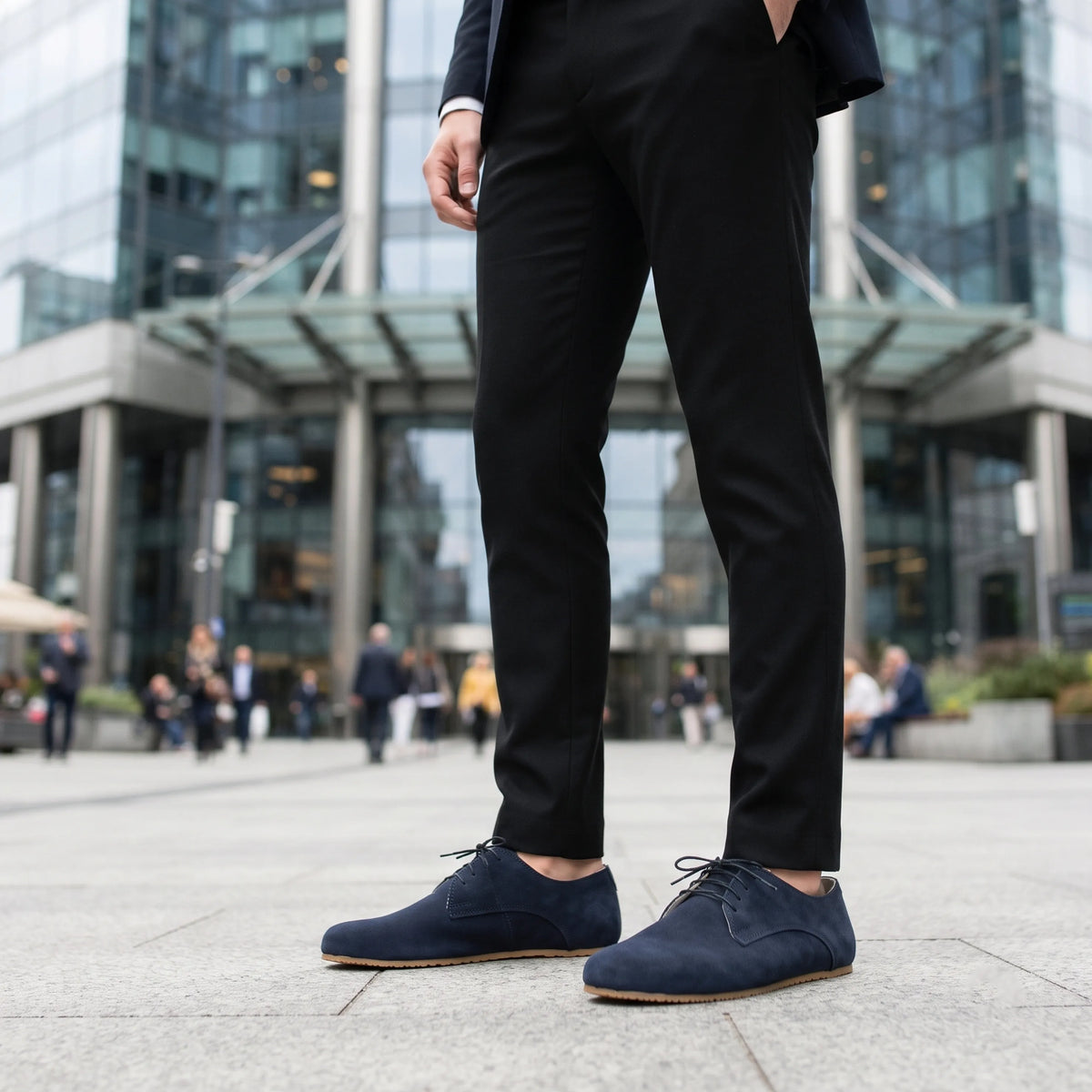 Suede Barefoot Oxford Shoes – Rubber Sole – Navy Blue