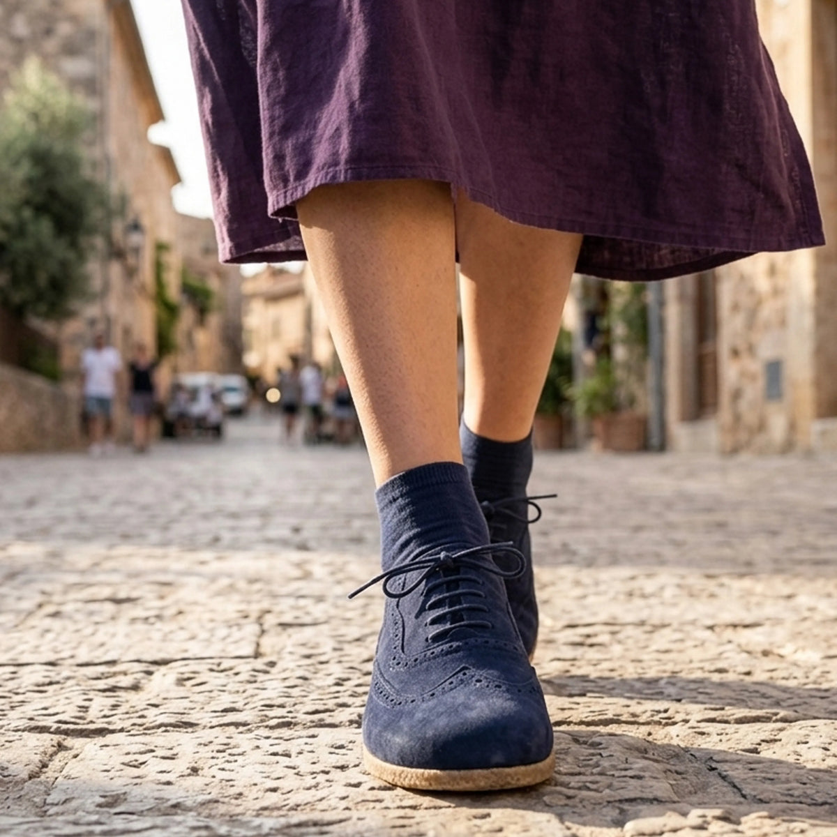 Suede Barefoot Moccasin Shoes – Classic Sole — Leather Sole – Navy Blue