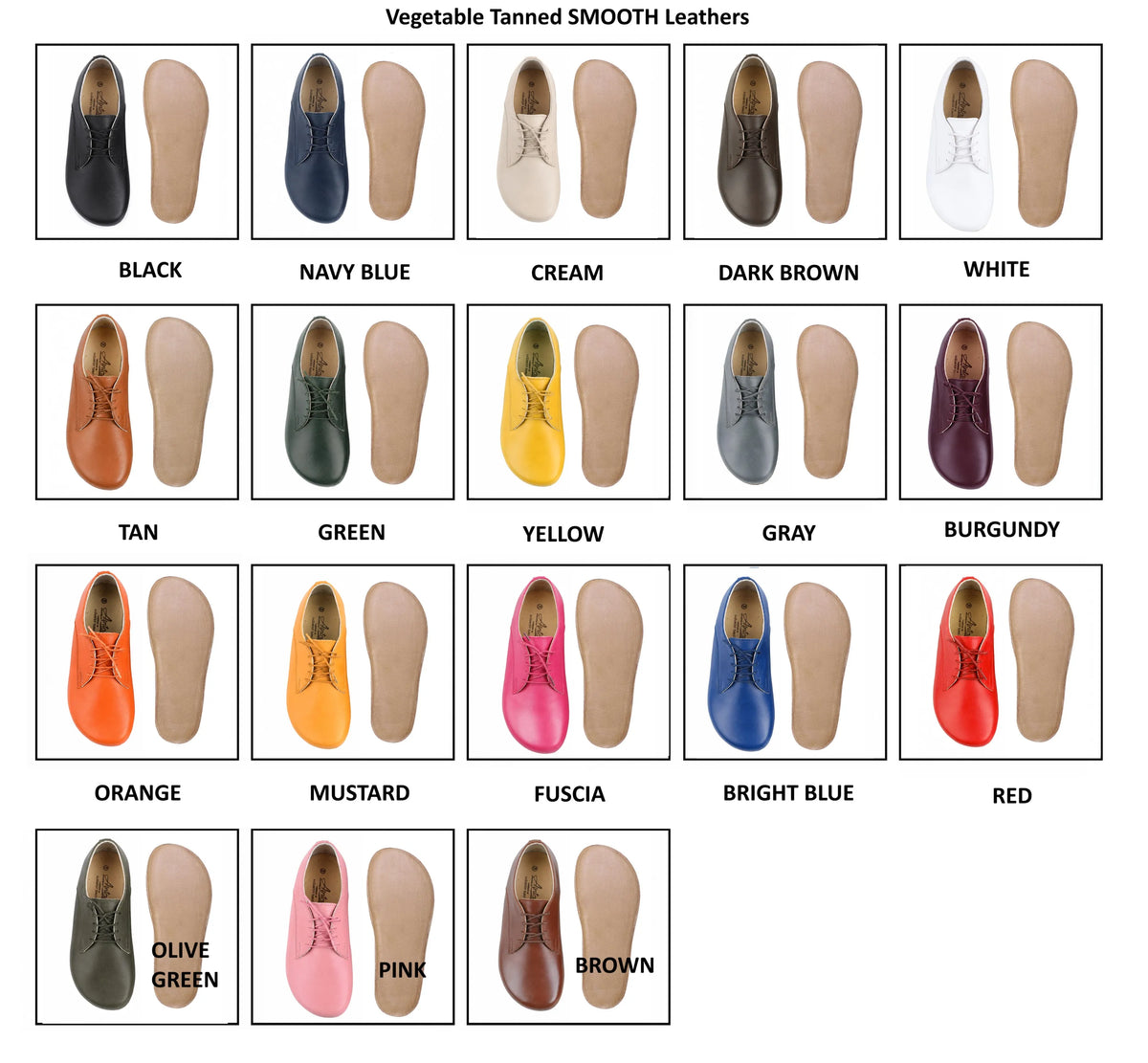Smooth Barefoot Oxford Shoes — Leather Sole – Fuscia