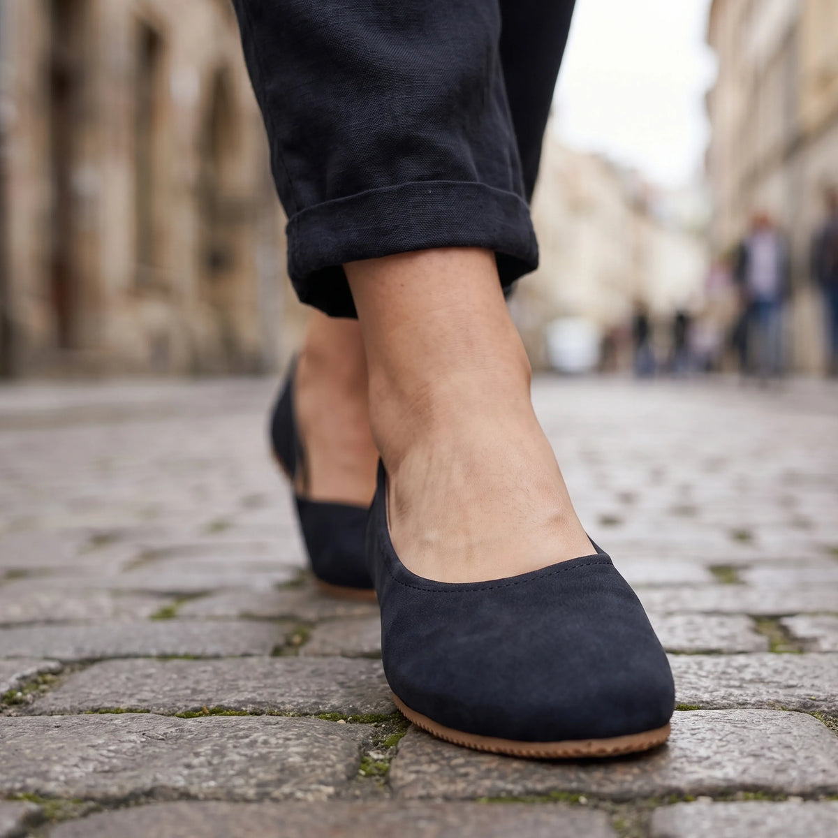 Nubuck Barefoot Ballet Shoes – Rubber Sole – Navy Blue
