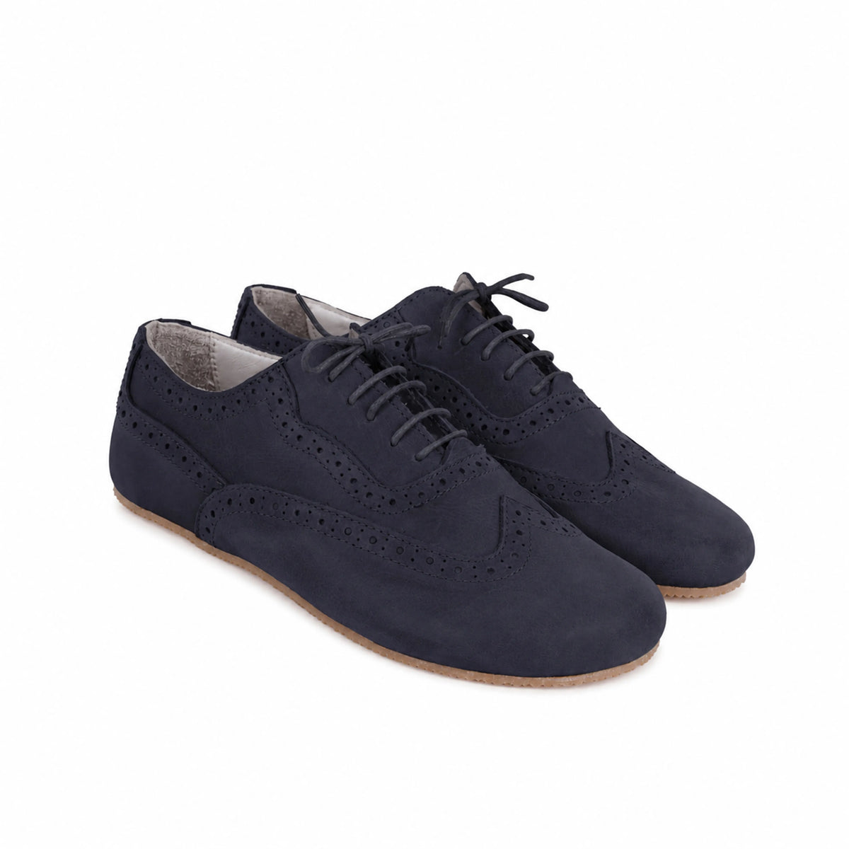 Nubuck Barefoot Moccasin Shoes – Rubber Sole – Navy Blue