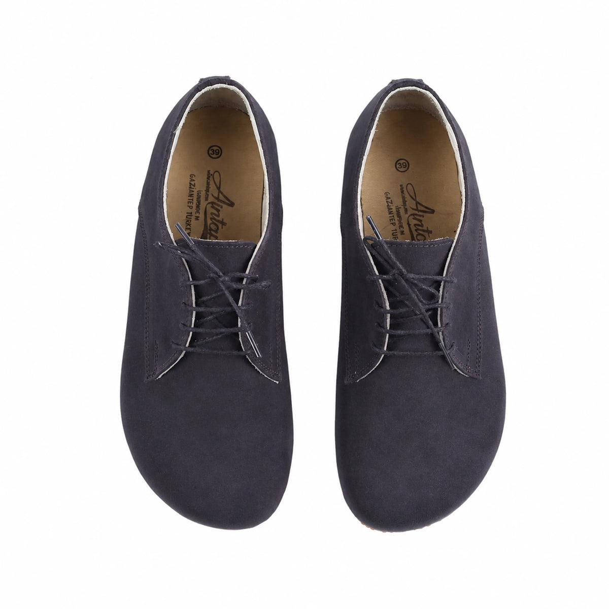 Nubuck Barefoot Oxford Shoes – Rubber Sole – Navy Blue