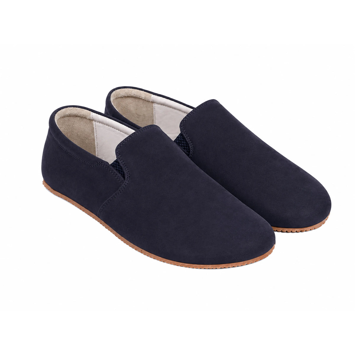 Nubuck Barefoot Slip-On Shoes – Rubber Sole – Navy Blue