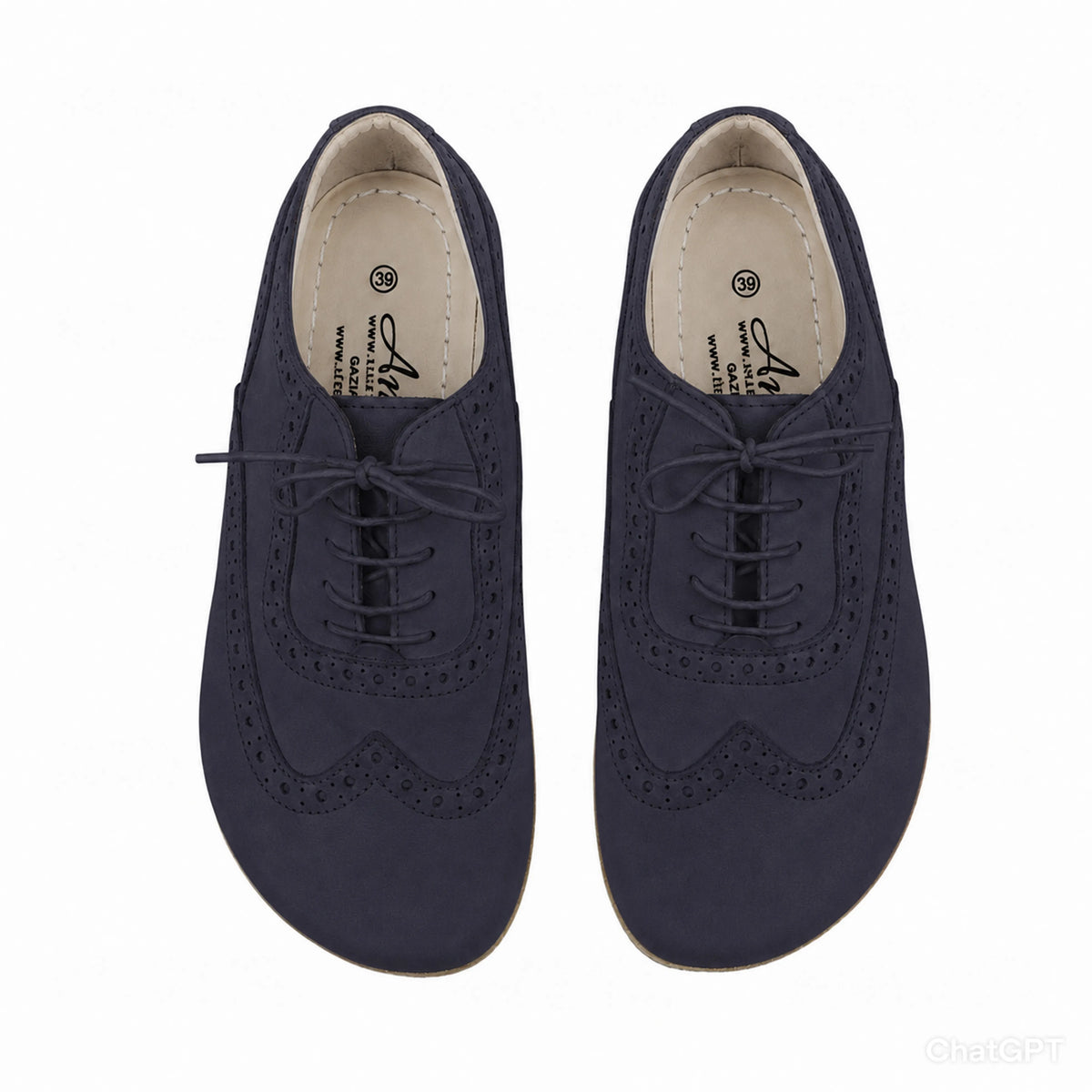Nubuck Barefoot Moccasin Shoes – Classic Sole — Leather Sole – Navy Blue