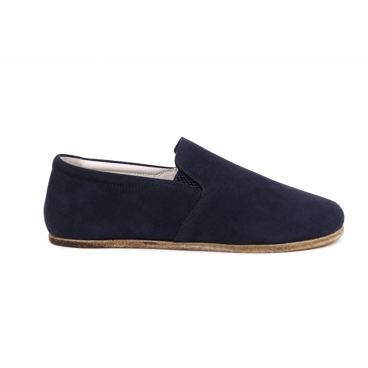 Nubuck Barefoot Slip-On Shoes – Classic Sole — Leather Sole – Navy Blue