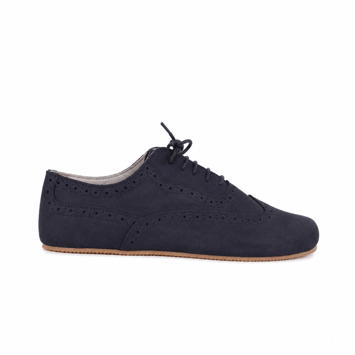 Nubuck Barefoot Moccasin Shoes – Rubber Sole – Navy Blue