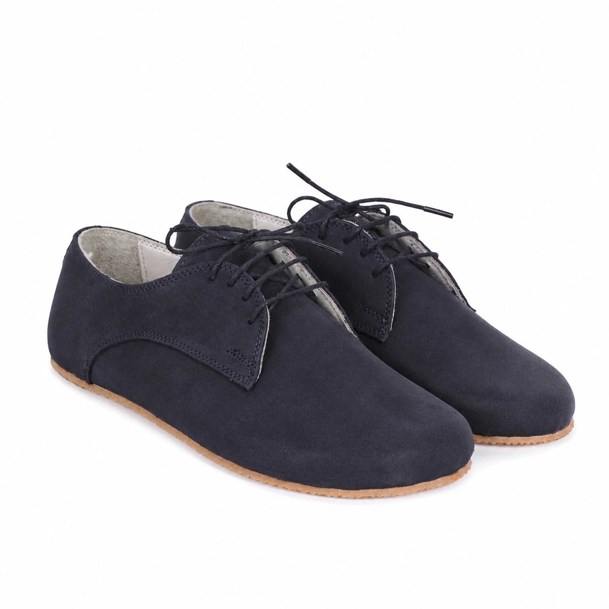 Nubuck Barefoot Oxford Shoes – Rubber Sole – Navy Blue