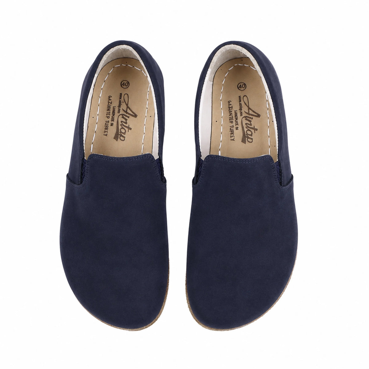 Nubuck Barefoot Slip-On Shoes – Classic Sole — Leather Sole – Navy Blue
