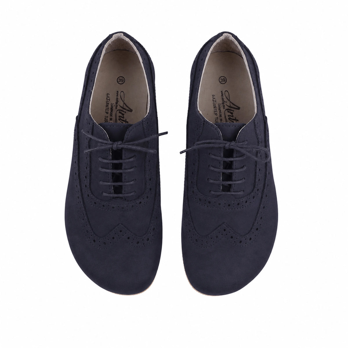 Nubuck Barefoot Moccasin Shoes – Rubber Sole – Navy Blue