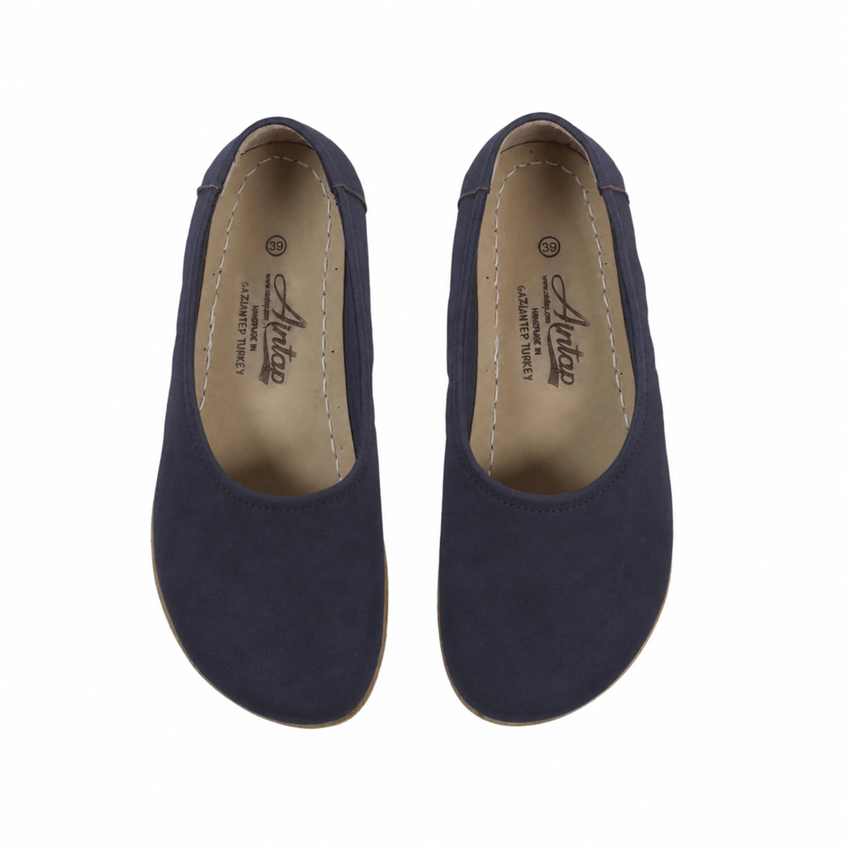 Nubuck Barefoot Ballet Shoes – Classic Sole — Leather Sole – Navy Blue