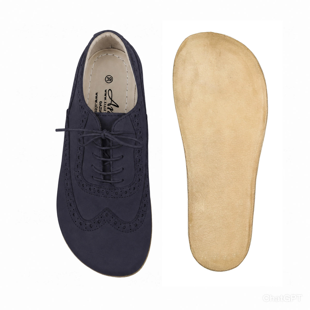 Nubuck Barefoot Moccasin Shoes – Classic Sole — Leather Sole – Navy Blue