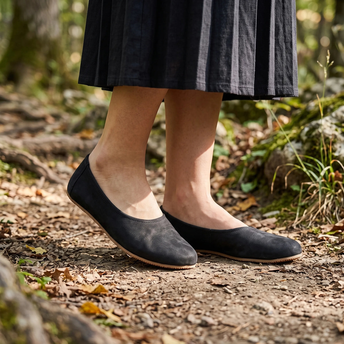 Nubuck Barefoot Ballet Shoes – Rubber Sole – Navy Blue