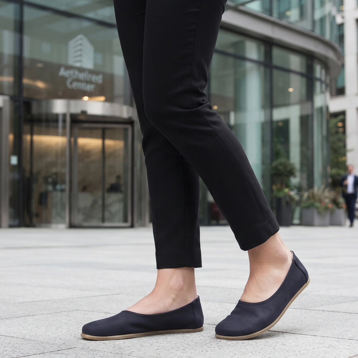 Nubuck Barefoot Ballet Shoes – Classic Sole — Leather Sole – Navy Blue