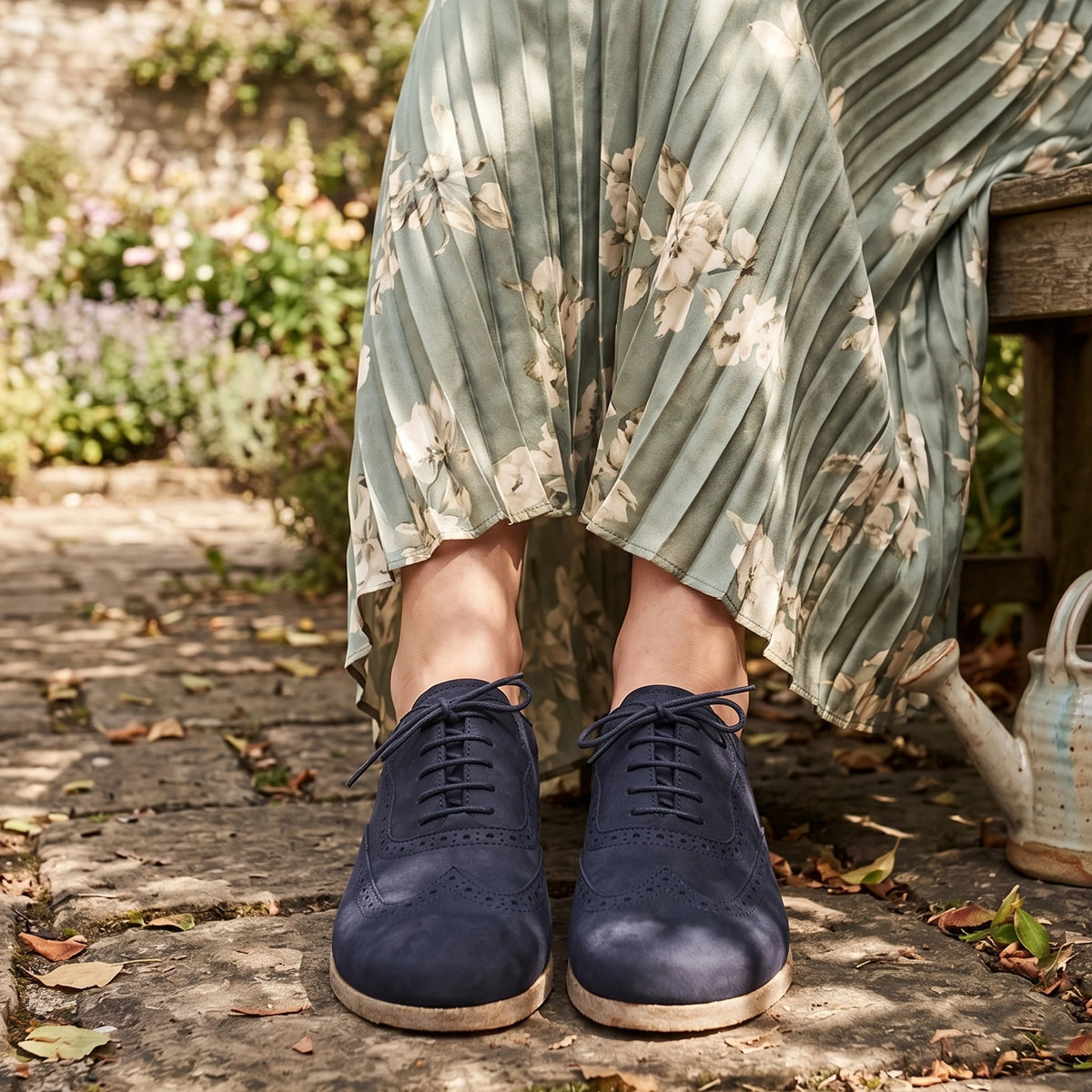 Nubuck Barefoot Moccasin Shoes – Classic Sole — Leather Sole – Navy Blue