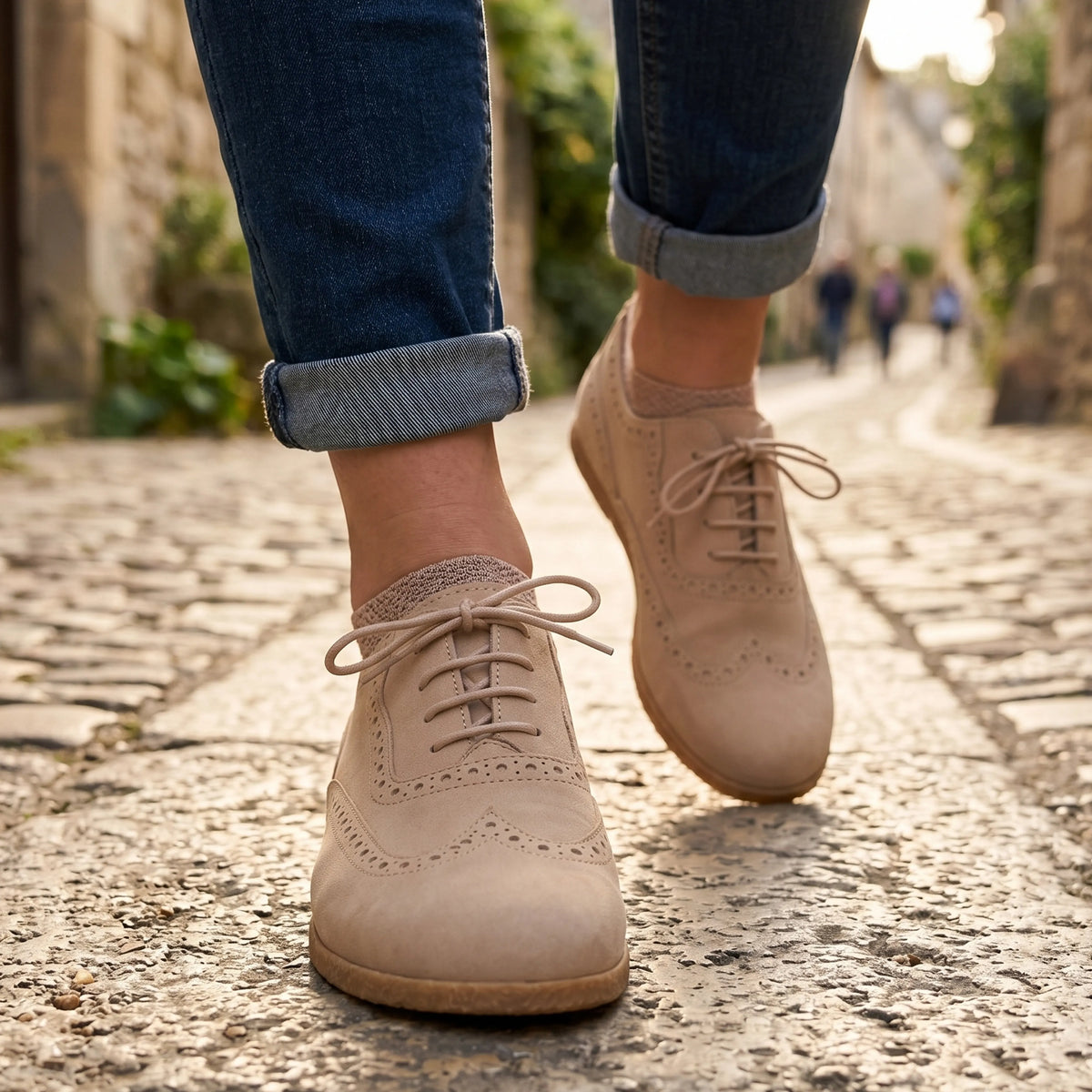 Nubuck Barefoot Moccasin Shoes – Classic Sole — Leather Sole – Cream