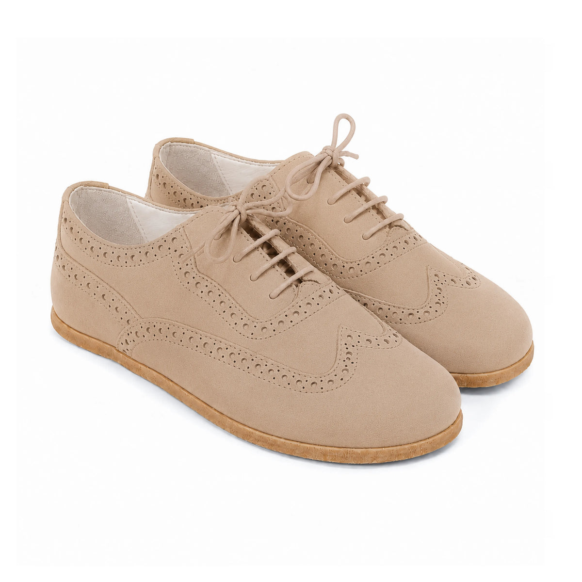 Nubuck Barefoot Moccasin Shoes – Classic Sole — Leather Sole – Cream