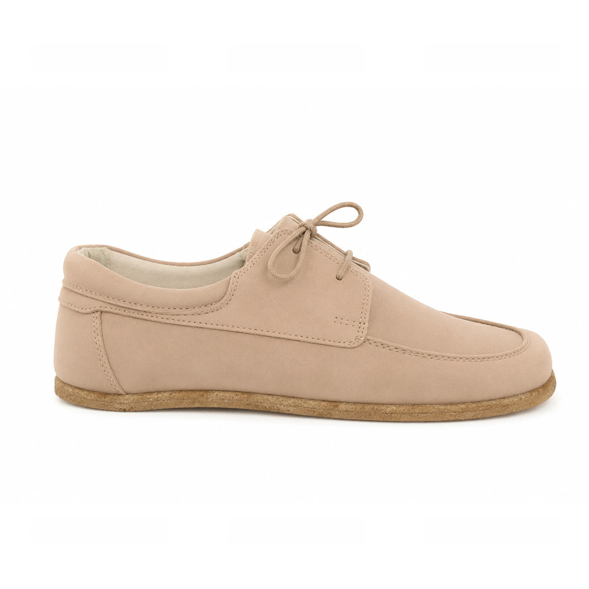 Nubuck Barefoot Laces Penny Loafer Shoes – Classic Sole — Leather Sole – Cream