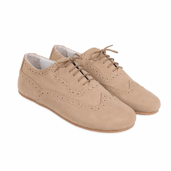 Nubuck Barefoot Moccasin Shoes – Rubber Sole – Cream