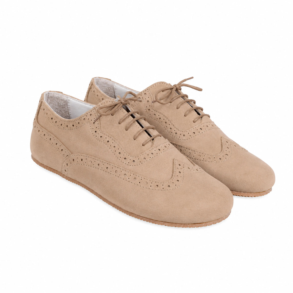 Nubuck Barefoot Moccasin Shoes – Rubber Sole – Cream