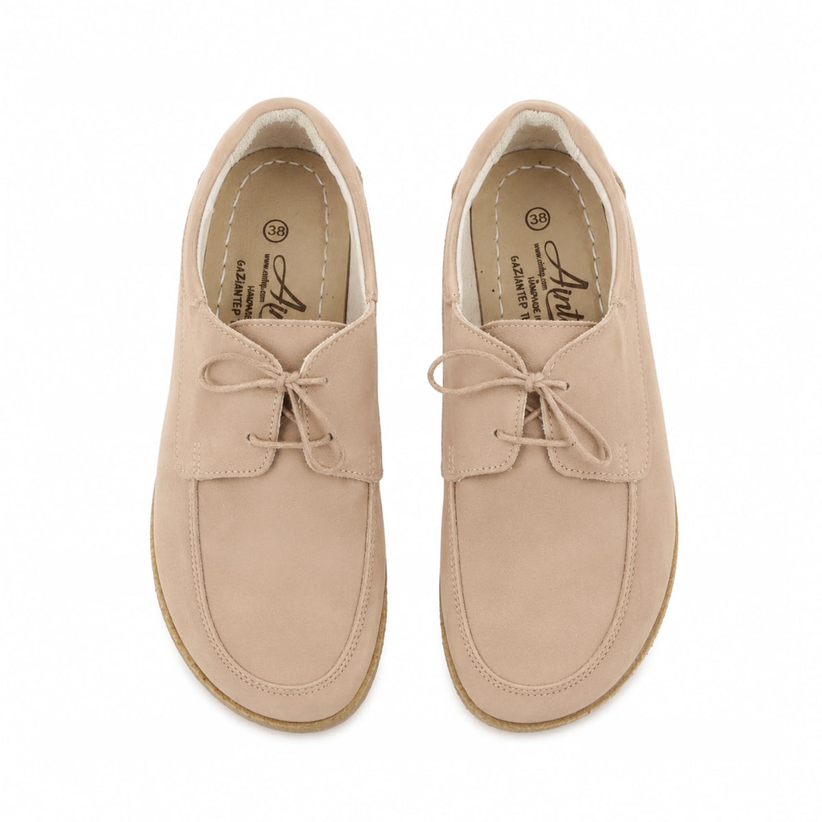 Nubuck Barefoot Laces Penny Loafer Shoes – Classic Sole — Leather Sole – Cream
