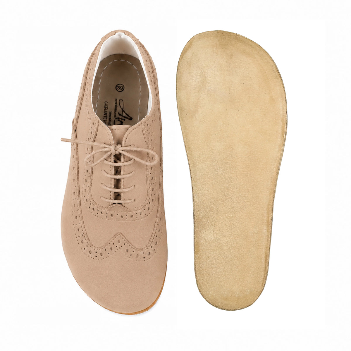 Nubuck Barefoot Moccasin Shoes – Classic Sole — Leather Sole – Cream