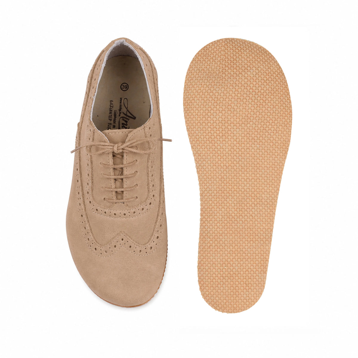 Nubuck Barefoot Moccasin Shoes – Rubber Sole – Cream