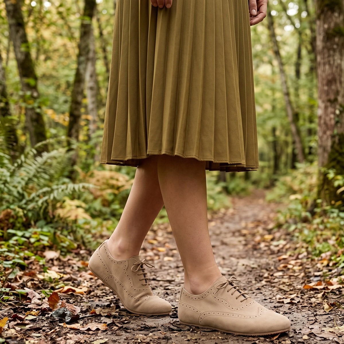 Nubuck Barefoot Moccasin Shoes – Rubber Sole – Cream