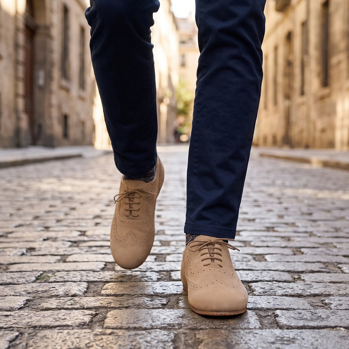 Nubuck Barefoot Moccasin Shoes – Rubber Sole – Cream
