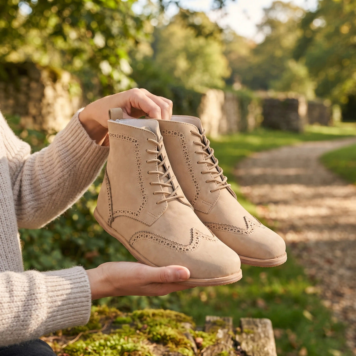 Nubuck Barefoot Moccasin Boots Shoes – Eva Outsole – Cream