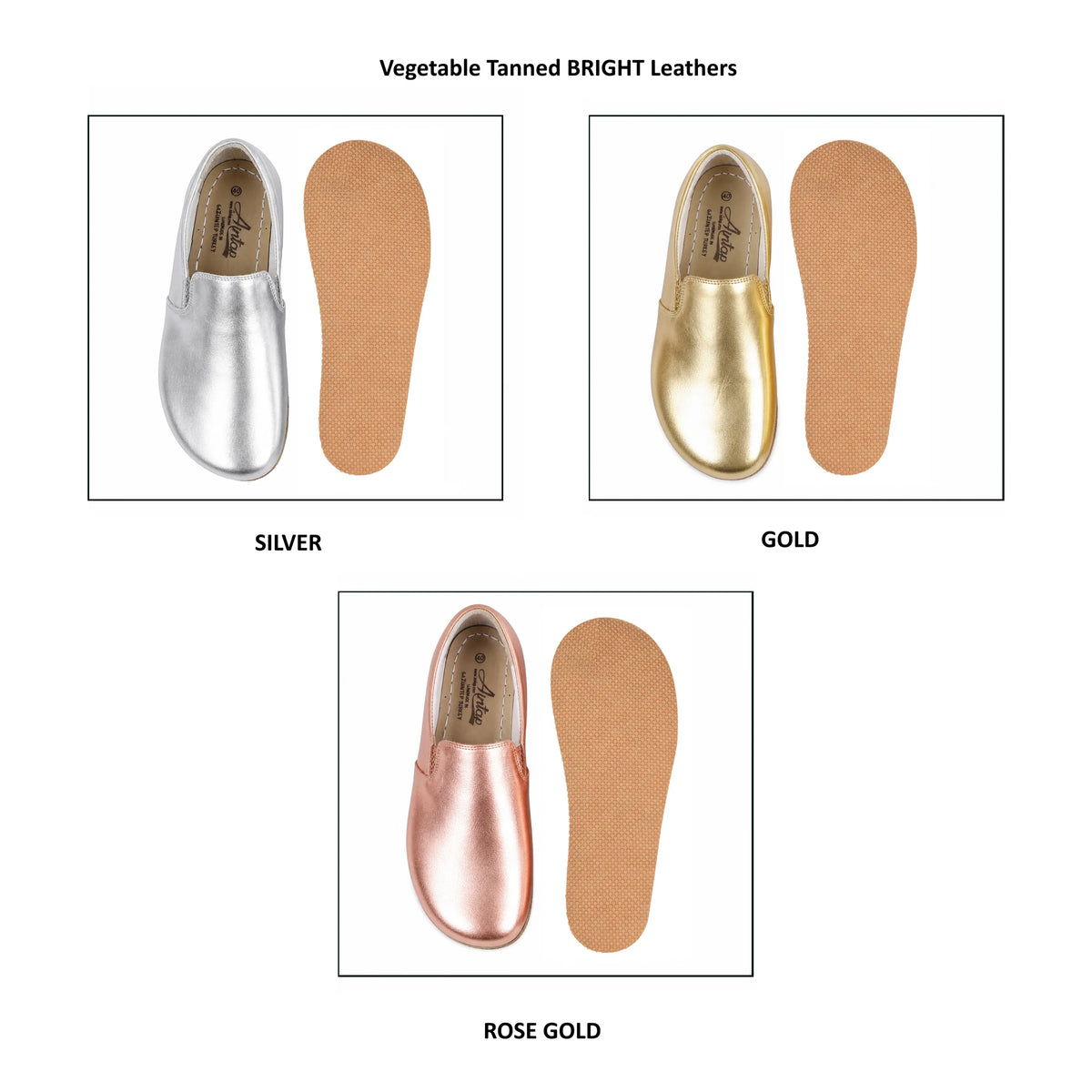 Bright Barefoot Slip-On Shoes – Rubber Sole – Silver