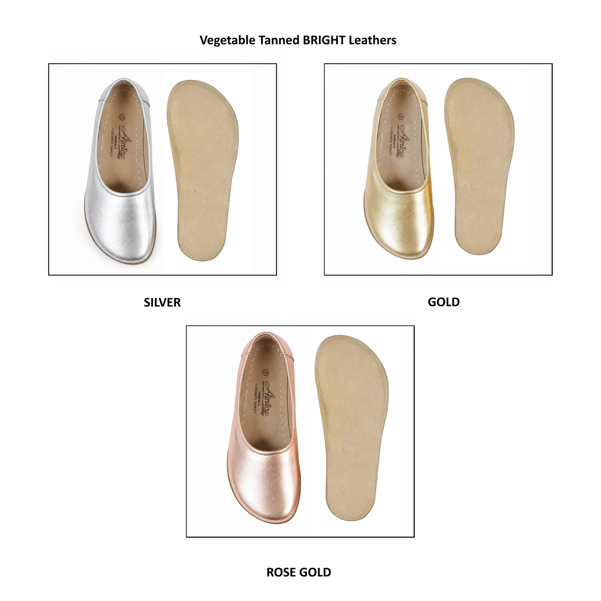 Bright Barefoot Ballet Shoes – Classic Sole — Leather Sole – Silver