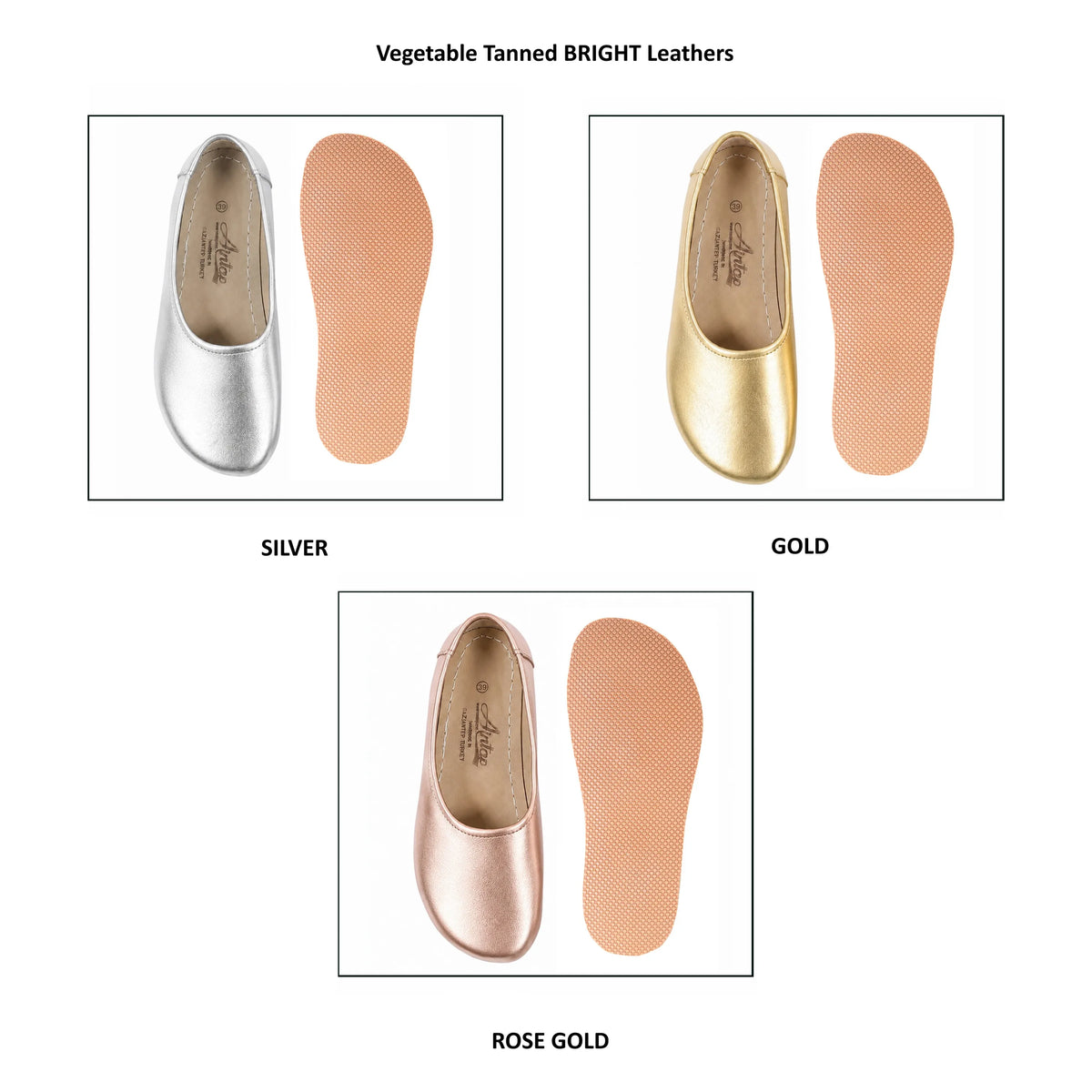 Bright Barefoot Ballet Shoes – Rubber Sole - Silver