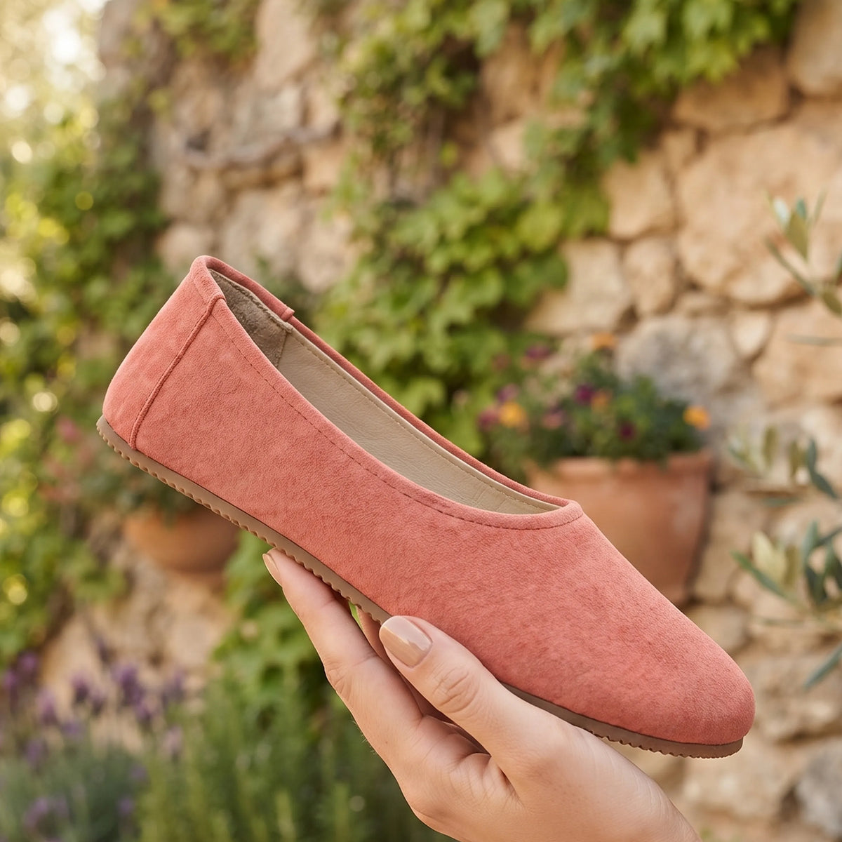 Suede Barefoot Ballet Shoes – Rubber Sole – Pink