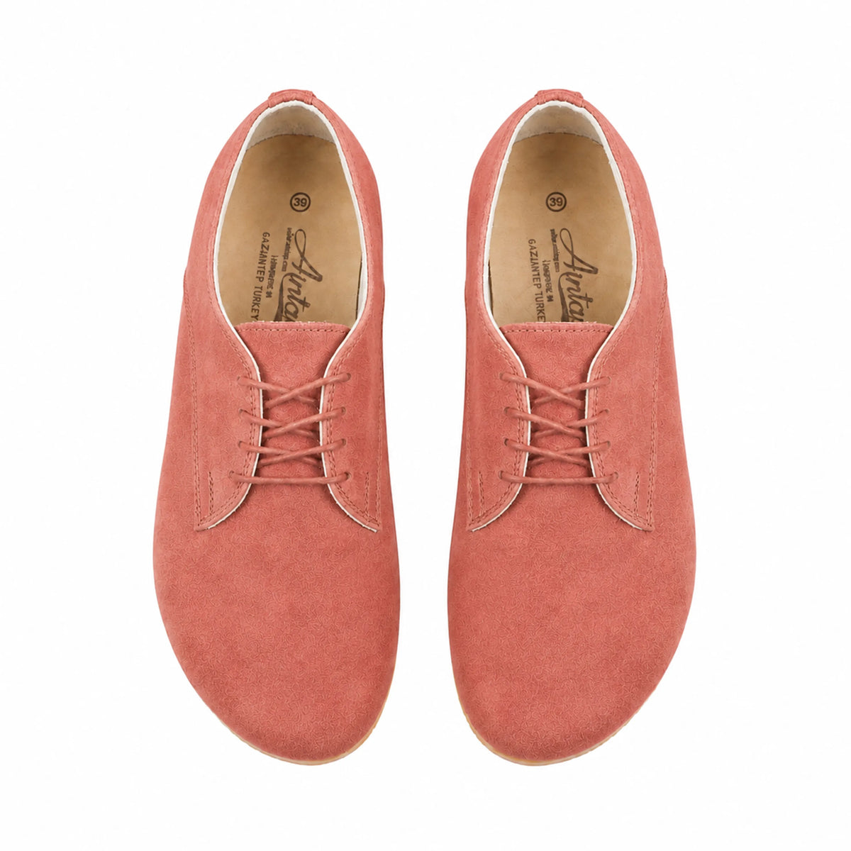 Suede Barefoot Oxford Shoes — Leather Sole – Pink