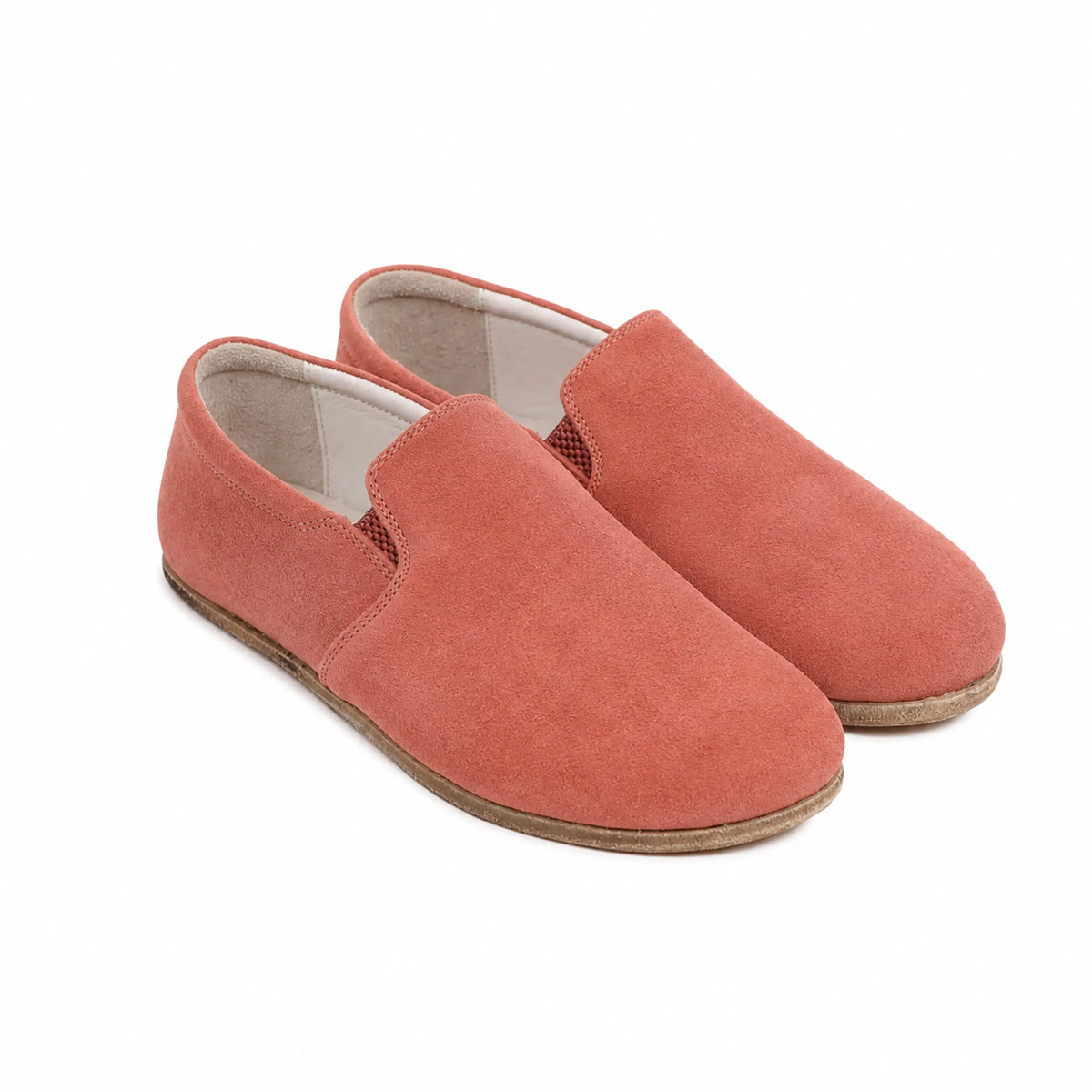 Suede Barefoot Slip-On Shoes – Classic Sole — Leather Sole – Pink