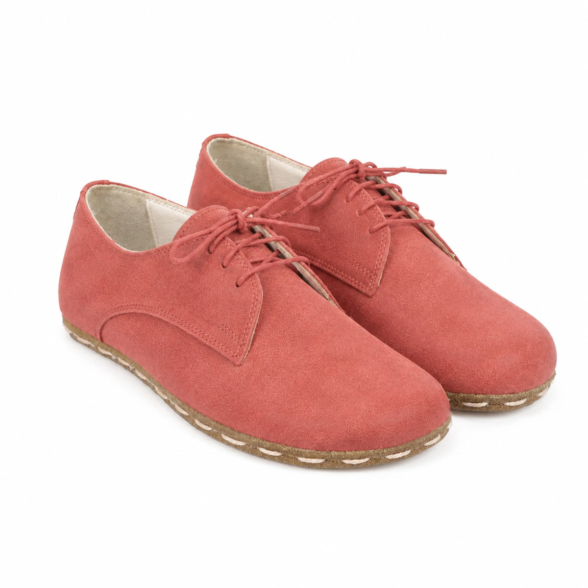 Suede Barefoot Oxford Shoes — Leather Sole – Pink