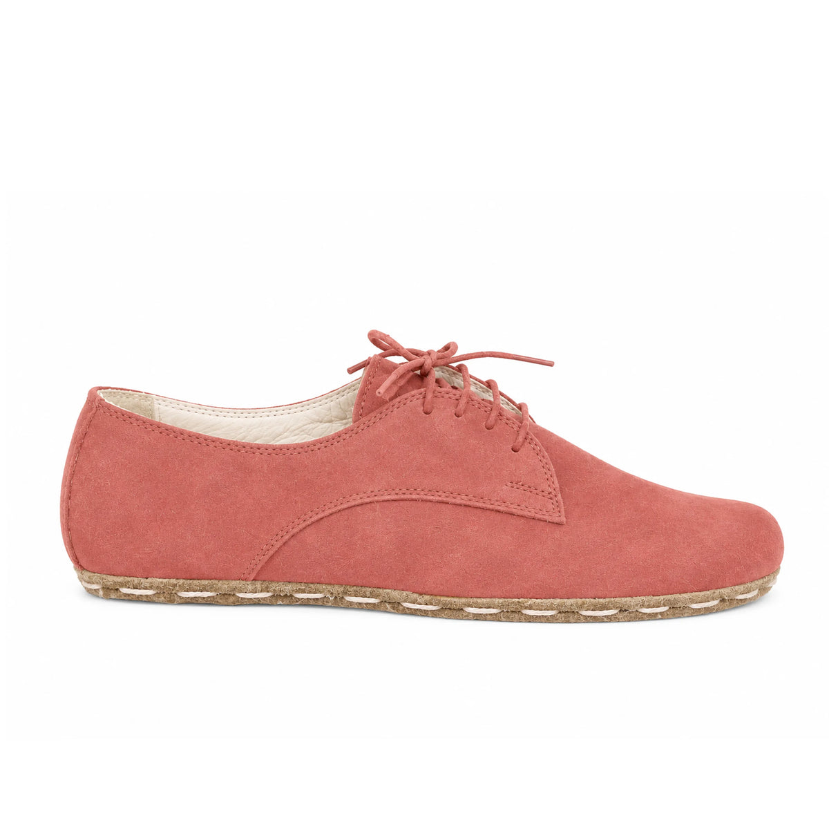 Suede Barefoot Oxford Shoes — Leather Sole – Pink