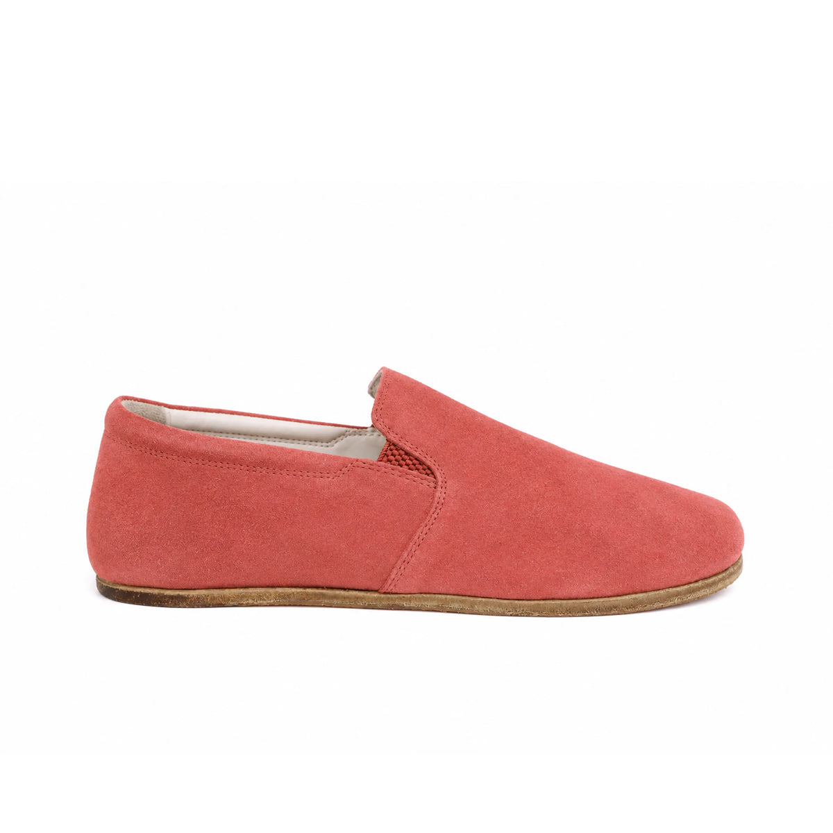 Suede Barefoot Slip-On Shoes – Classic Sole — Leather Sole – Pink